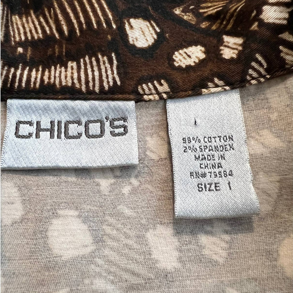 Chico's Women's Jacket Chico Size 1 US Small in Brown and Cream Abstract Print - Picture 4 of 5